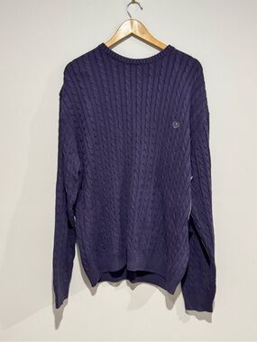 Chaps men's purple cable knit crewneck pullover sweater cotton sz XL